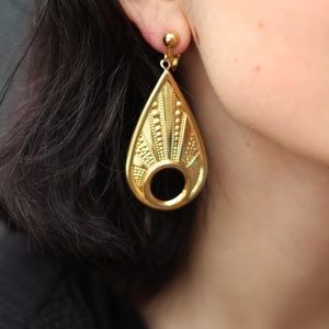 Clip On Drop Gold Earrings